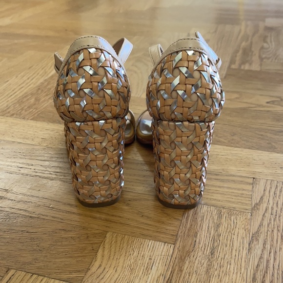 EUC Nude and Silver COACH Braided Block Heels - Picture 4 of 8